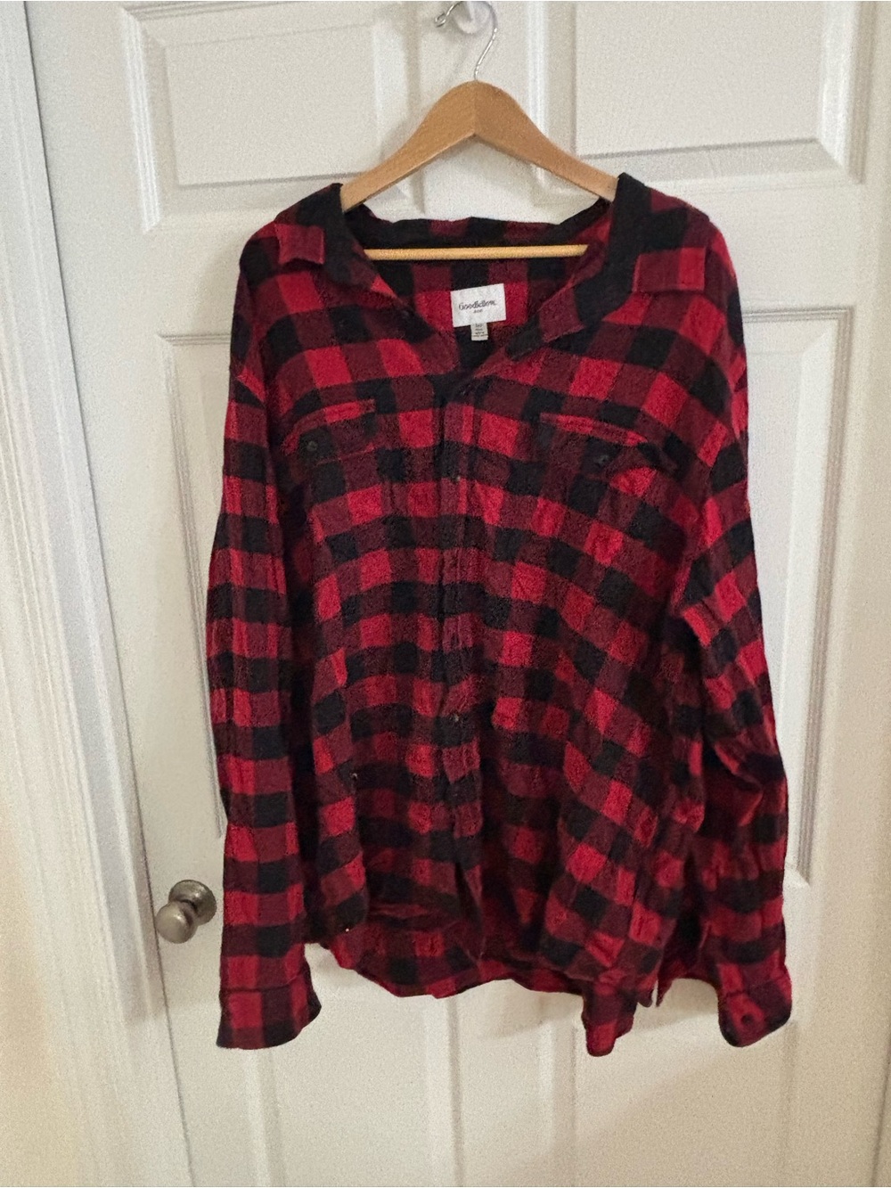 Goodfellow & Co Red and Black Plaid Button-Down Shirt